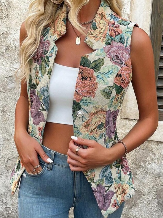 Emery Rose Jackets & Blazers - NWOT Women’s Floral Print Sleeveless Blazer | Button Front Vest | Medium